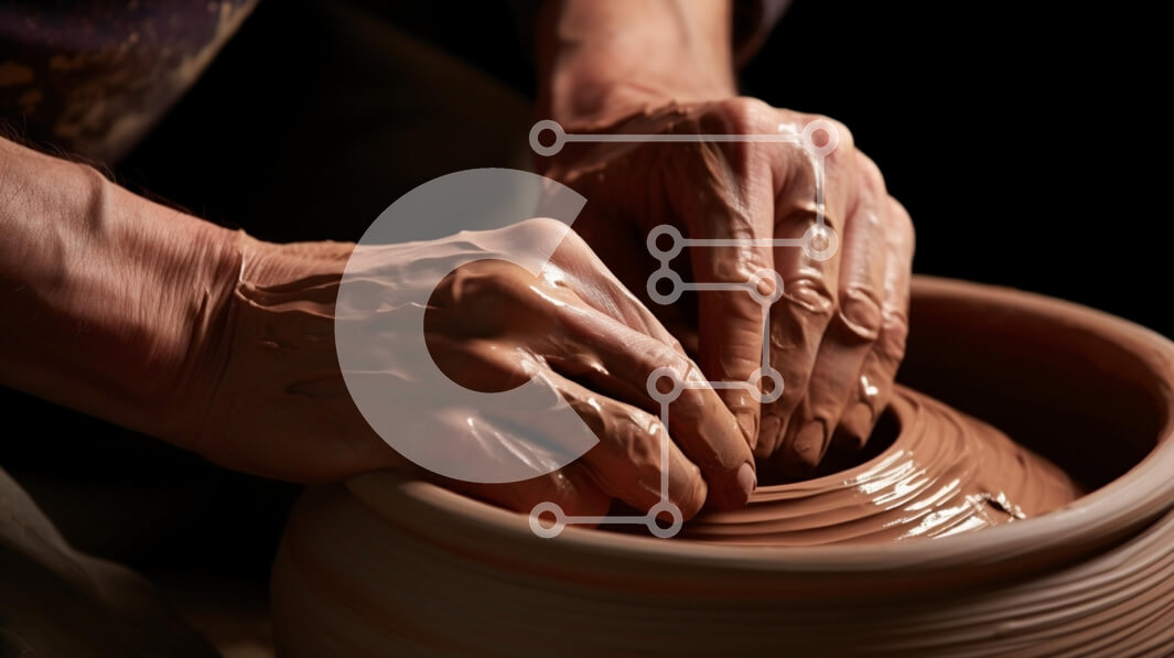 Intra Συλλεκτικό Ξύλινο Παζλ Plywood  4mm - Χέρια χειροτεχνίας που εργάζονται με πηλό σε τροχό κεραμικής Σε Ξύλινο Κουτί - Διαστάσεις Puzzle: 10x10 cm – 25 κομμάτια