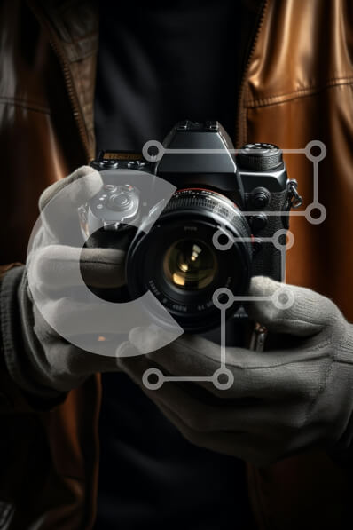 Intra Συλλεκτικό Ξύλινο Παζλ Plywood  4mm - Επαγγελματική κάμερα στα χέρια Σε Ξύλινο Κουτί - Διαστάσεις: 10x10 cm – 25 κομμάτια