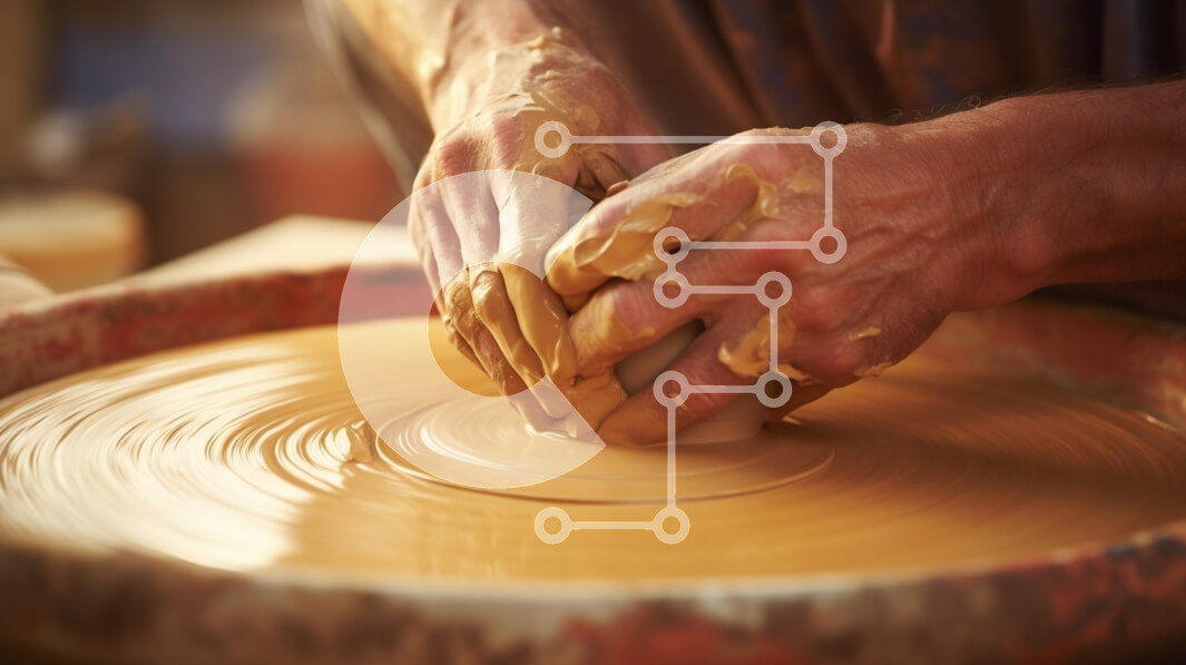 Intra Συλλεκτικό Ξύλινο Παζλ Plywood  4mm - Potter Crafting Clay on a Wheel Σε Ξύλινο Κουτί - Διαστάσεις Puzzle: 10x10 cm – 25 κομμάτια