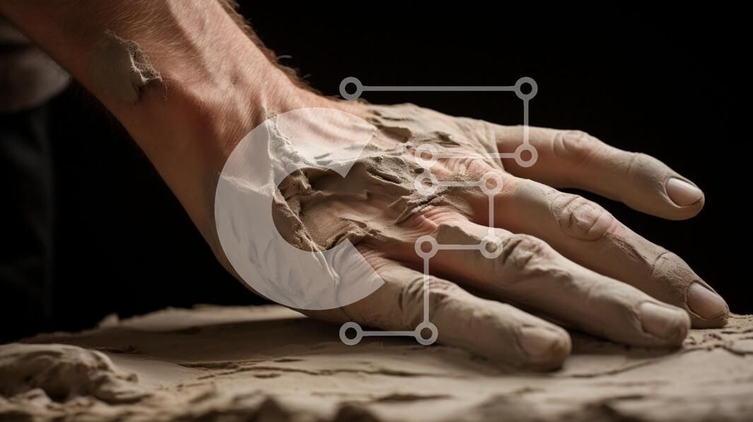 Intra Συλλεκτικό Ξύλινο Παζλ Plywood  4mm - Χέρι που ασχολείται με τη γλυπτική από πηλό Σε Ξύλινο Κουτί - Διαστάσεις Puzzle: 10x10 cm – 25 κομμάτια