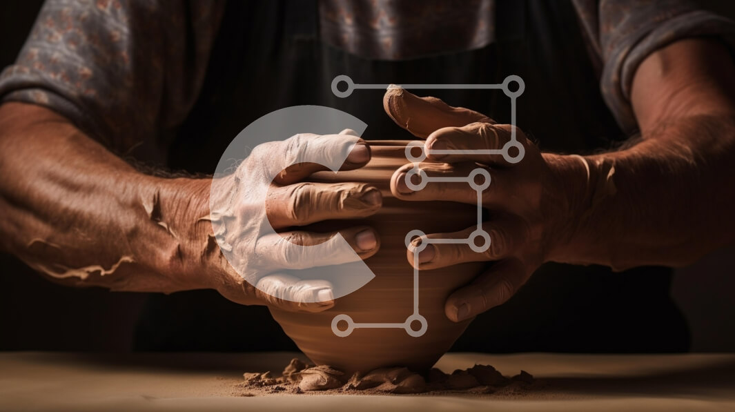 Intra Συλλεκτικό Ξύλινο Παζλ Plywood  4mm - Artisan Shaping Πήλινο Γλάστρο σε ρόδα κεραμικής Σε Ξύλινο Κουτί - Διαστάσεις Puzzle: 10x10 cm – 25 κομμάτια