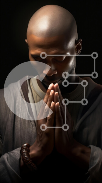 Intra Συλλεκτικό Ξύλινο Παζλ Plywood  4mm - Διαλογιστικός άνθρωπος που προσεύχεται στο σκοτάδι Σε Ξύλινο Κουτί - Διαστάσεις Puzzle: 10x10 cm – 25 κομμάτια