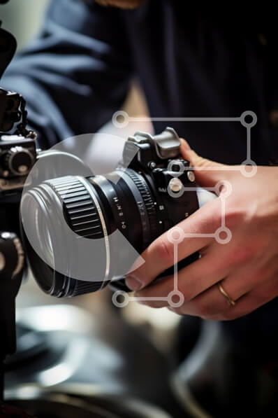 Intra Συλλεκτικό Ξύλινο Παζλ Plywood  4mm - Κοντινό πλάνο ενός φωτογράφου με μια κάμερα Σε Ξύλινο Κουτί - Διαστάσεις Puzzle: 10x10 cm – 25 κομμάτια