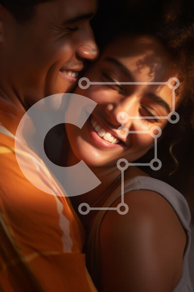 Intra Συλλεκτικό Ξύλινο Παζλ Plywood  4mm - Ευτυχισμένο ζευγάρι που αγκαλιάζεται με απαλό φως Σε Ξύλινο Κουτί - Διαστάσεις Puzzle: 10x10 cm – 25 κομμάτια