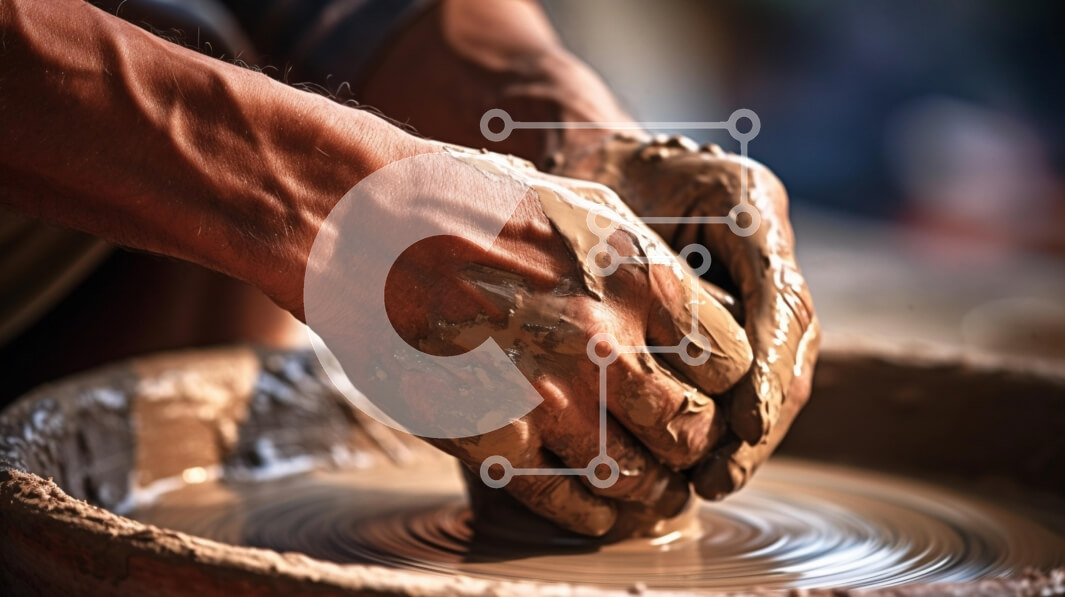 Intra Συλλεκτικό Ξύλινο Παζλ Plywood  4mm - Pottery Craft: Shaping Clay by Hand Σε Ξύλινο Κουτί - Διαστάσεις Puzzle: 10x10 cm – 25 κομμάτια