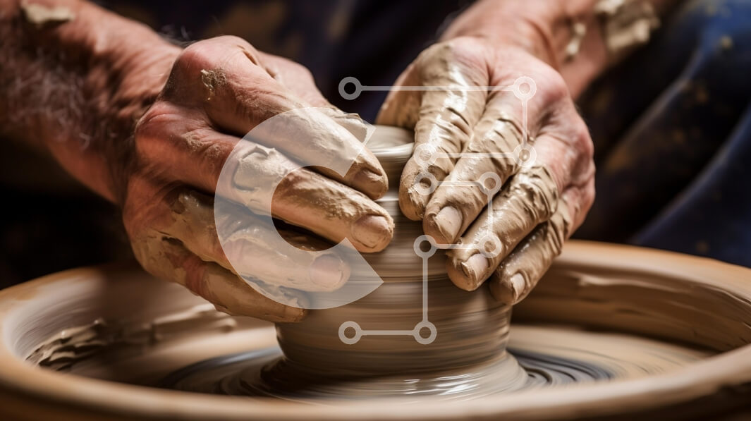 Intra Συλλεκτικό Ξύλινο Παζλ Plywood  4mm - Κατασκευή πηλού σε τροχό κεραμικής Σε Ξύλινο Κουτί - Διαστάσεις Puzzle: 10x10 cm – 25 κομμάτια