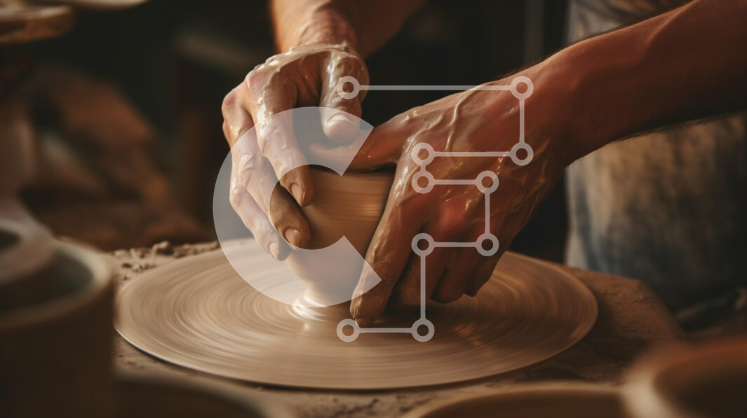 Intra Συλλεκτικό Ξύλινο Παζλ Plywood  4mm - Potter at Work Shaping Clay Bowl Σε Ξύλινο Κουτί - Διαστάσεις Puzzle: 10x10 cm – 25 κομμάτια