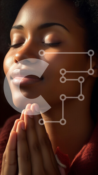 Intra Συλλεκτικό Ξύλινο Παζλ Plywood  4mm - Κοντινό πλάνο μιας γυναίκας στην προσευχή με απαλό φωτισμό Σε Ξύλινο Κουτί - Διαστάσεις Puzzle: 10x10 cm – 25 κομμάτια