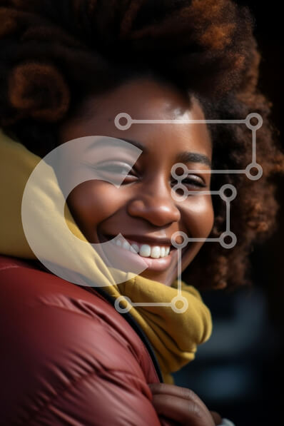 Intra Συλλεκτικό Ξύλινο Παζλ Plywood  4mm - Χαρούμενη νεαρή γυναίκα που χαμογελά σε εξωτερικούς χώρους Σε Ξύλινο Κουτί - Διαστάσεις Puzzle: 10x10 cm – 25 κομμάτια