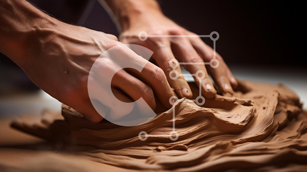 Intra Συλλεκτικό Ξύλινο Παζλ Plywood  4mm - Χέρια που εργάζονται με πηλό στην τέχνη κεραμικής Σε Ξύλινο Κουτί - Διαστάσεις Puzzle: 10x10 cm – 25 κομμάτια