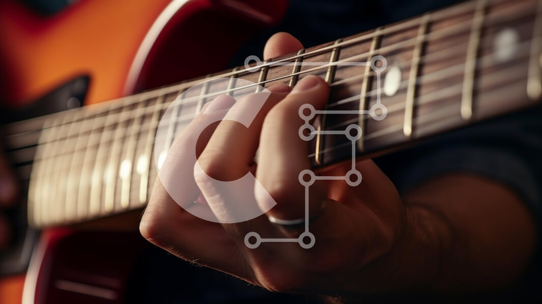 Intra Συλλεκτικό Ξύλινο Παζλ Plywood  4mm - Κοντινό πλάνο του χεριού που παίζει κιθάρα Σε Ξύλινο Κουτί - Διαστάσεις Puzzle: 10x10 cm – 25 κομμάτια