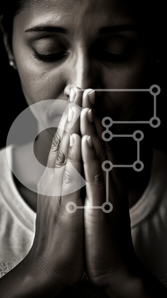 Intra Συλλεκτικό Ξύλινο Παζλ Plywood  4mm - Γυναίκα που προσεύχεται με τα χέρια μαζί σε μαύρο και άσπρο Σε Ξύλινο Κουτί - Διαστάσεις Puzzle: 10x10 cm – 25 κομμάτια