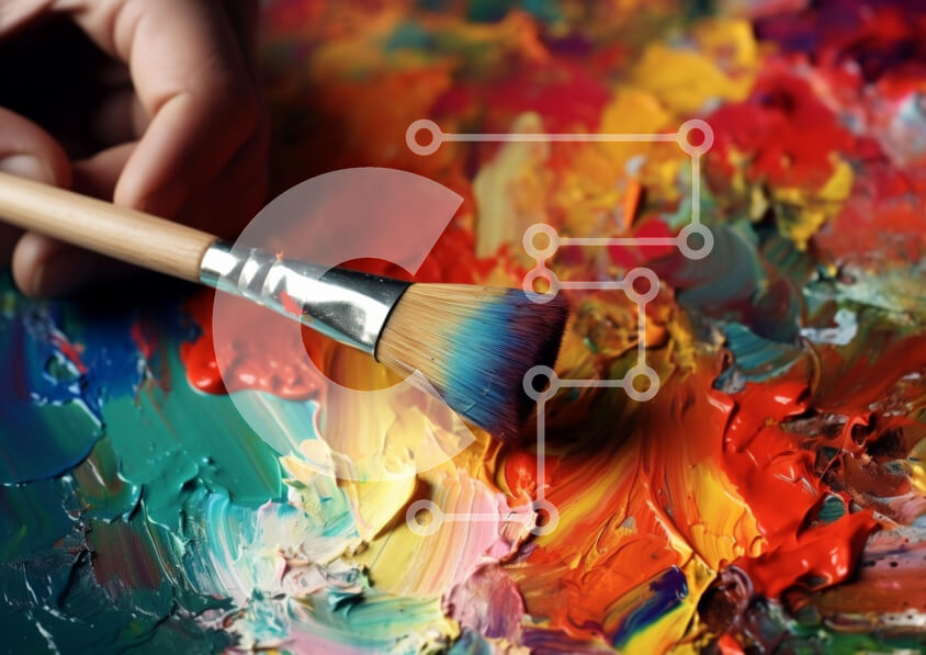 Intra Συλλεκτικό Ξύλινο Παζλ Plywood  4mm - Χέρι καλλιτέχνη με πινέλο πάνω από την πολύχρωμη παλέτα Σε Ξύλινο Κουτί - Διαστάσεις Puzzle: 10x10 cm – 25 κομμάτια