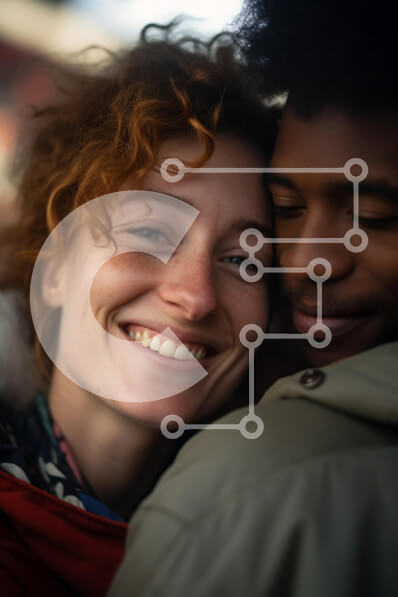 Intra Συλλεκτικό Ξύλινο Παζλ Plywood  4mm - Ευτυχισμένο ζευγάρι που αγκαλιάζει και χαμογελά Σε Ξύλινο Κουτί - Διαστάσεις Puzzle: 10x10 cm – 25 κομμάτια