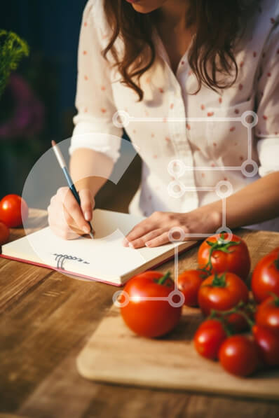 Intra Συλλεκτικό Ξύλινο Παζλ Plywood  4mm - Γυναίκα που γράφει στο σημειωματάριο στο τραπέζι της κουζίνας Σε Ξύλινο Κουτί - Διαστάσεις Puzzle: 10x10 cm – 25 κομμάτια