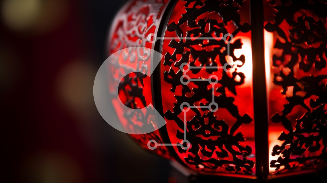 Intra Συλλεκτικό Ξύλινο Παζλ Plywood  4mm - Κόκκινο φανάρι με περίπλοκο σχέδιο Σε Ξύλινο Κουτί - Διαστάσεις: 10x10 cm – 25 κομμάτια