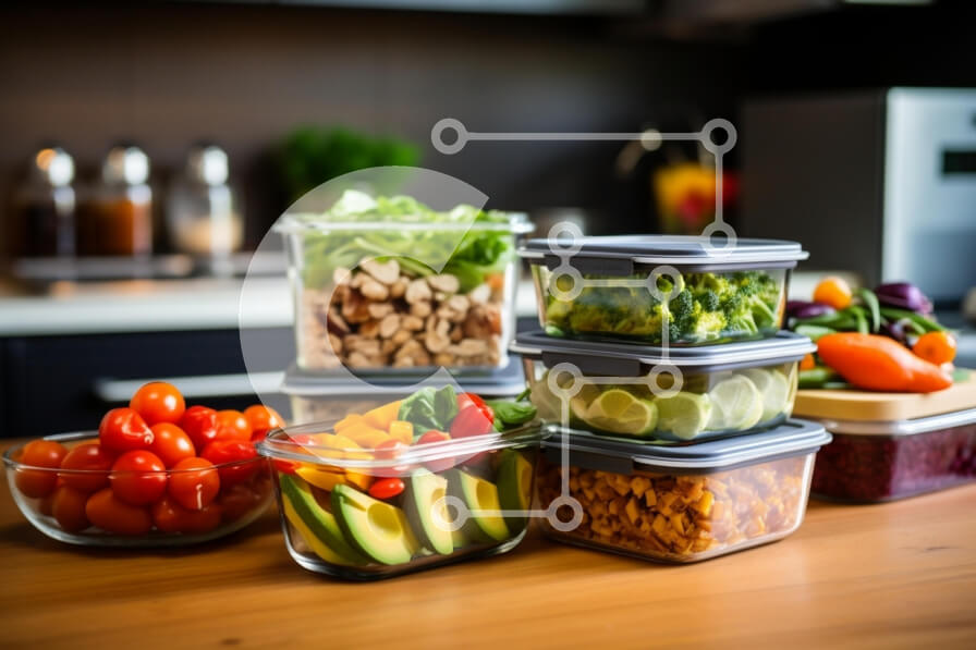 Σετ των 2 Intra Συλλεκτικό Ξύλινο Παζλ Plywood  4mm - Τραπέζι κουζίνας με δοχεία με λαχανικά και φρούτα Σε Ξύλινο Κουτί - Διαστάσεις: 10x10 cm – 25 κομμάτια