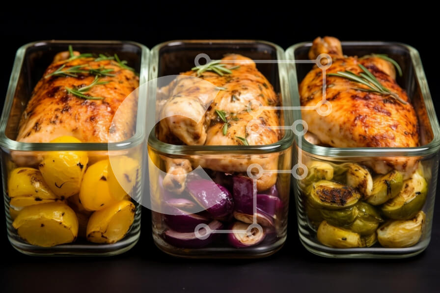 Σετ των 2 Intra Συλλεκτικό Ξύλινο Παζλ Plywood  4mm - Γυάλινα βάζα με κοτόπουλο, κρεμμύδια, λαχανάκια Βρυξελλών και δεντρολίβανο Σε Ξύλινο Κουτί - Διαστάσεις: 10x10 cm – 25 κομμάτια