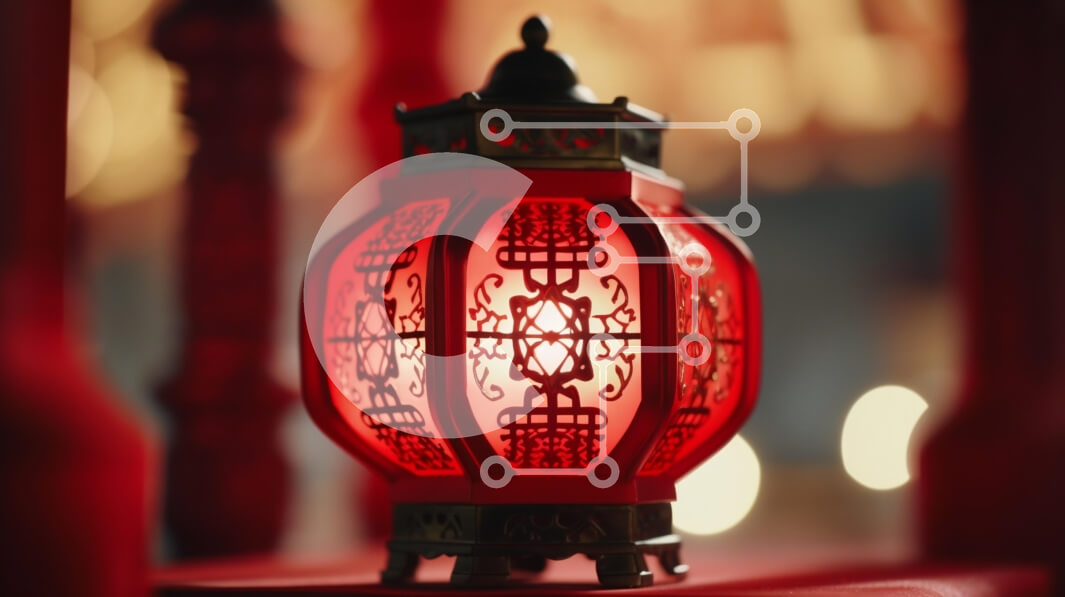 Intra Συλλεκτικό Ξύλινο Παζλ Plywood  4mm - Περίπλοκα σχεδιασμένο κόκκινο φανάρι στο τραπέζι Σε Ξύλινο Κουτί - Διαστάσεις: 10x10 cm – 25 κομμάτια