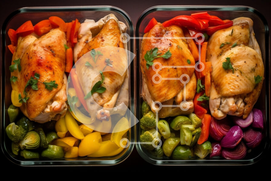 Σετ των 2 Intra Συλλεκτικό Ξύλινο Παζλ Plywood  4mm - Γεύμα κοτόπουλου και λαχανικών σε γυάλινα δοχεία Σε Ξύλινο Κουτί - Διαστάσεις: 10x10 cm – 25 κομμάτια