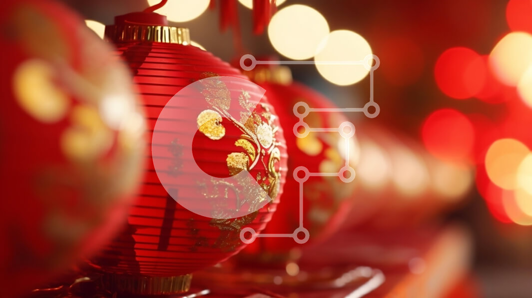 Intra Συλλεκτικό Ξύλινο Παζλ Plywood  4mm - Σειρά από κόκκινα φανάρια με χρυσά σχέδια Σε Ξύλινο Κουτί - Διαστάσεις Puzzle: 10x10 cm – 25 κομμάτια