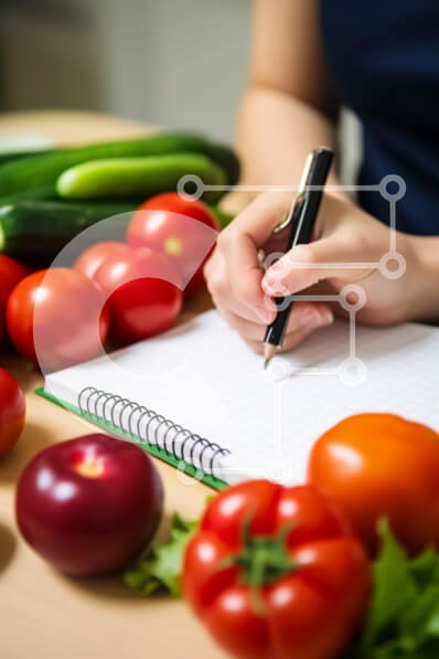 Σετ των 2 Intra Συλλεκτικό Ξύλινο Παζλ Plywood  4mm - Γυναίκα που γράφει με λαχανικά και φρούτα Σε Ξύλινο Κουτί - Διαστάσεις: 10x10 cm – 25 κομμάτια