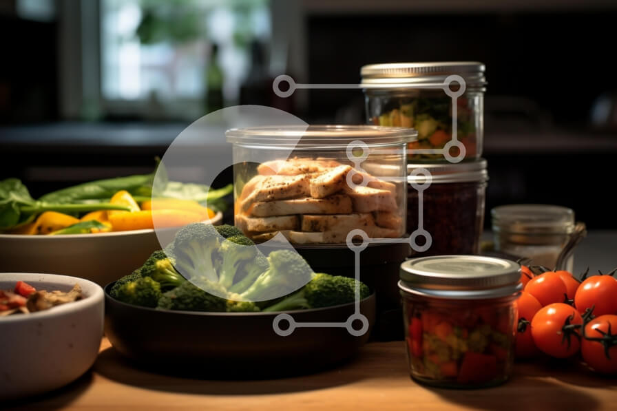 Σετ των 2 Intra Συλλεκτικό Ξύλινο Παζλ Plywood  4mm - Τραπέζι κουζίνας με μπολ με φαγητό και βάζα με ζυμαρικά, ρύζι και φασόλια Σε Ξύλινο Κουτί - Διαστάσεις: 10x10 cm – 25 κομμάτια