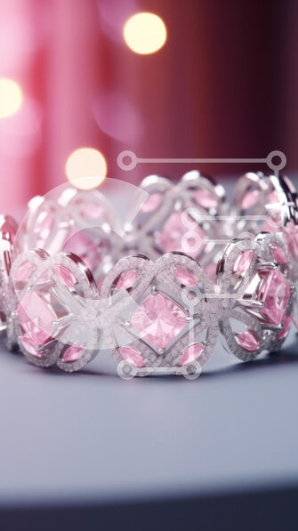 Intra Συλλεκτικό Ξύλινο Παζλ Plywood  4mm - Ασημένιο βραχιόλι με ροζ κρύσταλλα Σε Ξύλινο Κουτί - Διαστάσεις Puzzle: 10x10 cm – 25 κομμάτια