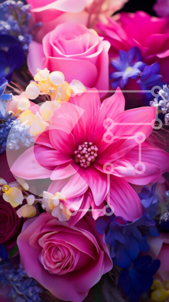 Σετ των 2 Intra Συλλεκτικό Ξύλινο Παζλ Plywood  4mm - Ζωντανό μπουκέτο λουλούδια Σε Ξύλινο Κουτί - Διαστάσεις: 10x10 cm – 25 κομμάτια