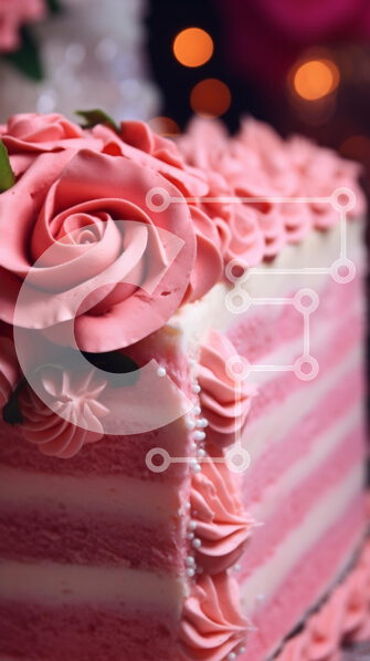 Intra Συλλεκτικό Ξύλινο Παζλ Plywood  4mm - Ροζ στρώσεις τούρτα με τριαντάφυλλα και διακοσμητικά Σε Ξύλινο Κουτί - Διαστάσεις: 10x10 cm – 25 κομμάτια