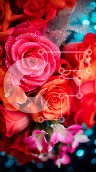 Σετ των 2 Intra Συλλεκτικό Ξύλινο Παζλ Plywood  4mm - Λουλουδένια σύνθεση σε σχήμα καρδιάς με ζωηρά τριαντάφυλλα και λουλούδια Σε Ξύλινο Κουτί - Διαστάσεις: 10x10 cm – 25 κομμάτια