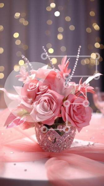 Intra Συλλεκτικό Ξύλινο Παζλ Plywood  4mm - Ροζ βάζο με τριαντάφυλλα σε κομψά διακοσμημένο τραπέζι Σε Ξύλινο Κουτί - Διαστάσεις Puzzle: 10x10 cm – 25 κομμάτια