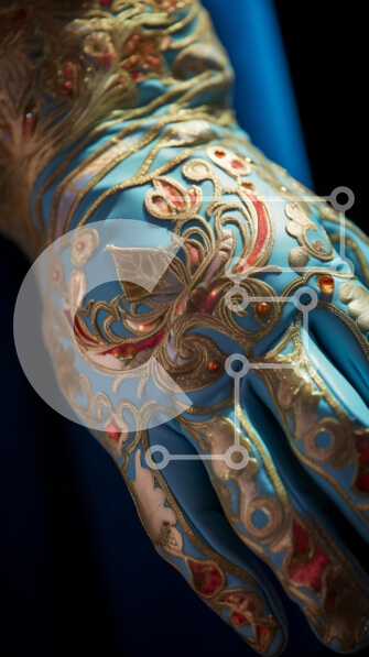 Intra Συλλεκτικό Ξύλινο Παζλ Plywood  4mm - Κομψό μπλε γάντι με χρυσές και ασημί πινελιές Σε Ξύλινο Κουτί - Διαστάσεις Puzzle: 10x10 cm – 25 κομμάτια