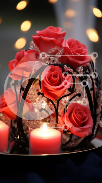 Intra Συλλεκτικό Ξύλινο Παζλ Plywood  4mm - Κομψή σύνθεση με ροζ τριαντάφυλλο και κεριά Σε Ξύλινο Κουτί - Διαστάσεις Puzzle: 10x10 cm – 25 κομμάτια