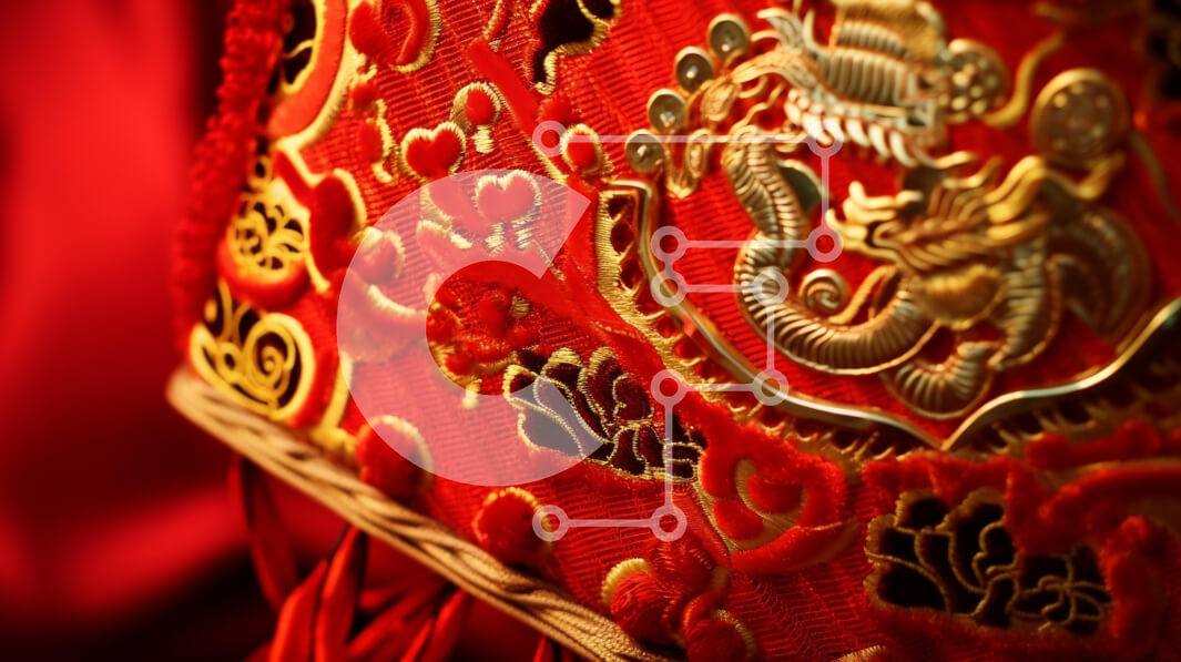 Intra Συλλεκτικό Ξύλινο Παζλ Plywood  4mm - Κόκκινο και χρυσό φόρεμα δράκου Σε Ξύλινο Κουτί - Διαστάσεις Puzzle: 10x10 cm – 25 κομμάτια