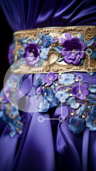 Intra Συλλεκτικό Ξύλινο Παζλ Plywood  4mm - Μωβ φόρεμα με περίτεχνη ζώνη και χρυσά λουλούδια Σε Ξύλινο Κουτί - Διαστάσεις Puzzle: 10x10 cm – 25 κομμάτια