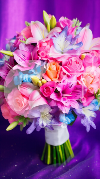 Σετ των 2 Intra Συλλεκτικό Ξύλινο Παζλ Plywood  4mm - Ζωντανό μπουκέτο λουλούδια σε μωβ ύφασμα Σε Ξύλινο Κουτί - Διαστάσεις: 10x10 cm – 25 κομμάτια