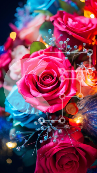 Σετ των 2 Intra Συλλεκτικό Ξύλινο Παζλ Plywood  4mm - Πολύχρωμο μπουκέτο τριαντάφυλλα με φώτα φόντου Σε Ξύλινο Κουτί - Διαστάσεις: 10x10 cm – 25 κομμάτια