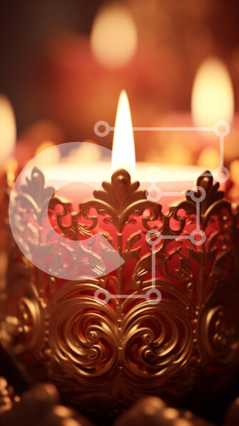 Intra Συλλεκτικό Ξύλινο Παζλ Plywood  4mm - Κομψά αναμμένα κεριά σε χρυσό κηροπήγιο Σε Ξύλινο Κουτί - Διαστάσεις Puzzle: 10x10 cm – 25 κομμάτια