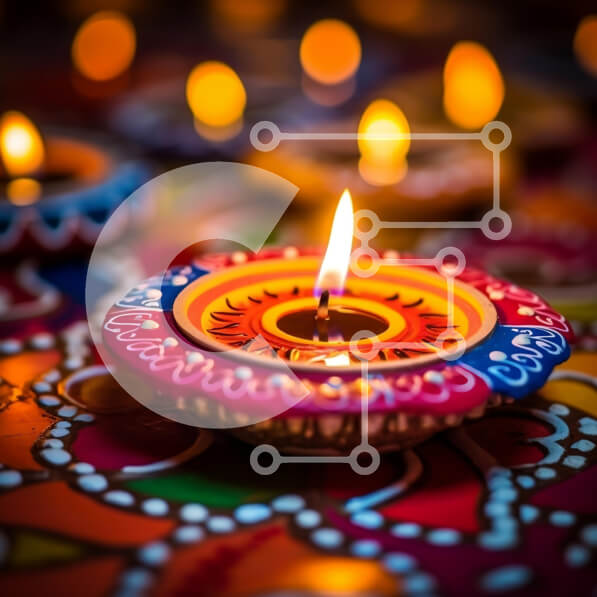 Intra Συλλεκτικό Ξύλινο Παζλ Plywood  4mm - Πολύχρωμα κεριά Diwali Σε Ξύλινο Κουτί - Διαστάσεις: 10x10 cm – 25 κομμάτια