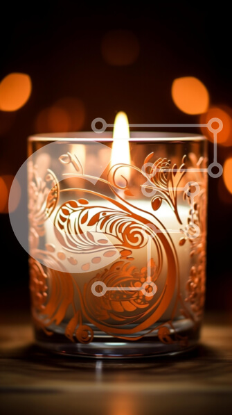 Intra Συλλεκτικό Ξύλινο Παζλ Plywood  4mm - Γυάλινο κερί στο τραπέζι με πορτοκαλί φόντο Σε Ξύλινο Κουτί - Διαστάσεις: 10x10 cm – 25 κομμάτια