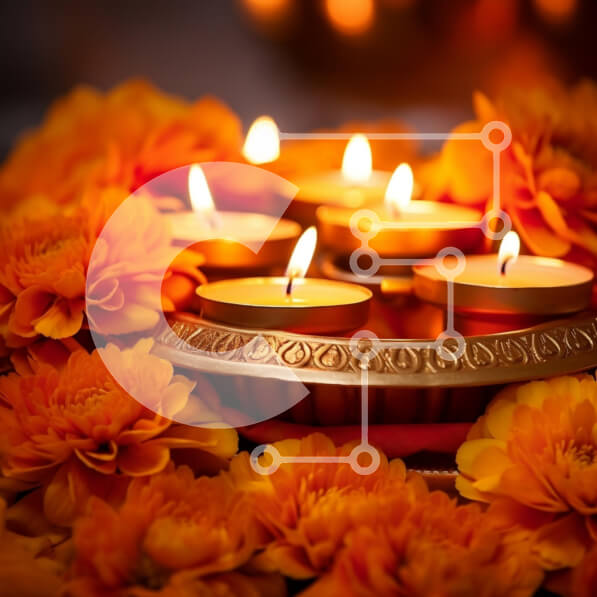 Intra Συλλεκτικό Ξύλινο Παζλ Plywood  4mm - Γιορτινό πιάτο με αναμμένα κεριά και πορτοκαλί λουλούδια Σε Ξύλινο Κουτί - Διαστάσεις: 10x10 cm – 25 κομμάτια