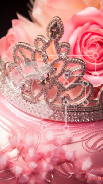 Intra Συλλεκτικό Ξύλινο Παζλ Plywood  4mm - Ροζ κέικ με τριαντάφυλλα και τιάρα Σε Ξύλινο Κουτί - Διαστάσεις: 10x10 cm – 25 κομμάτια