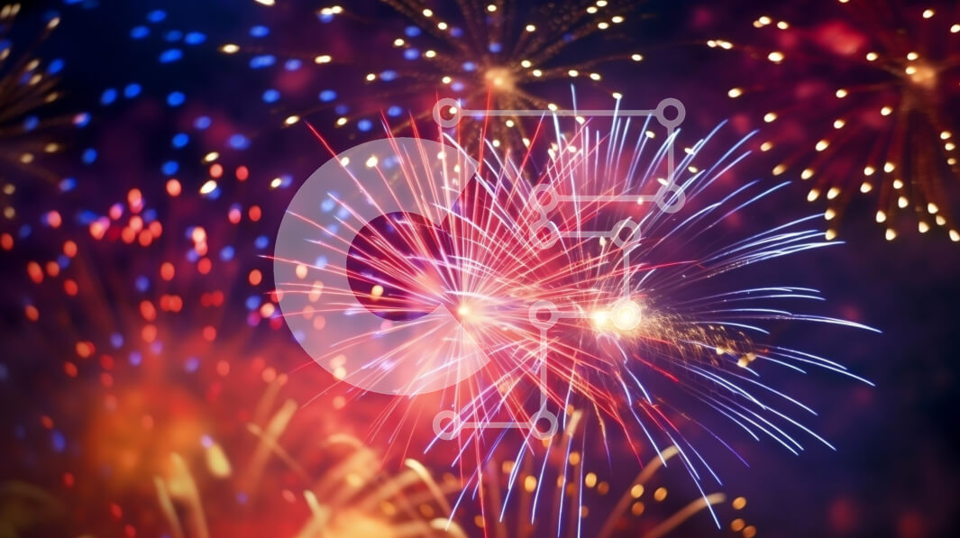 Intra Συλλεκτικό Ξύλινο Παζλ Plywood  4mm - Πολύχρωμη επίδειξη πυροτεχνημάτων στον νυχτερινό ουρανό Σε Ξύλινο Κουτί - Διαστάσεις Puzzle: 10x10 cm – 25 κομμάτια