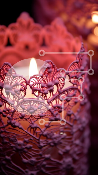 Intra Συλλεκτικό Ξύλινο Παζλ Plywood  4mm - Κομψές ροζ κηροπήγια με σχέδια από δαντέλα Σε Ξύλινο Κουτί - Διαστάσεις Puzzle: 10x10 cm – 25 κομμάτια