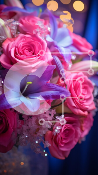 Σετ των 2 Intra Συλλεκτικό Ξύλινο Παζλ Plywood  4mm - Μπουκέτο με ροζ τριαντάφυλλα και μωβ κρίνους Σε Ξύλινο Κουτί - Διαστάσεις: 10x10 cm – 25 κομμάτια