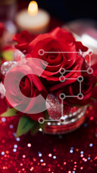 Intra Συλλεκτικό Ξύλινο Παζλ Plywood  4mm - Ρομαντική τραπεζαρία με κόκκινα τριαντάφυλλα και κεριά Σε Ξύλινο Κουτί - Διαστάσεις Puzzle: 10x10 cm – 25 κομμάτια