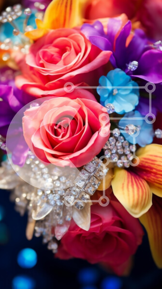 Intra Συλλεκτικό Ξύλινο Παζλ Plywood  4mm - Πολύχρωμο μπουκέτο λουλούδια και κοσμήματα Σε Ξύλινο Κουτί - Διαστάσεις Puzzle: 10x10 cm – 25 κομμάτια