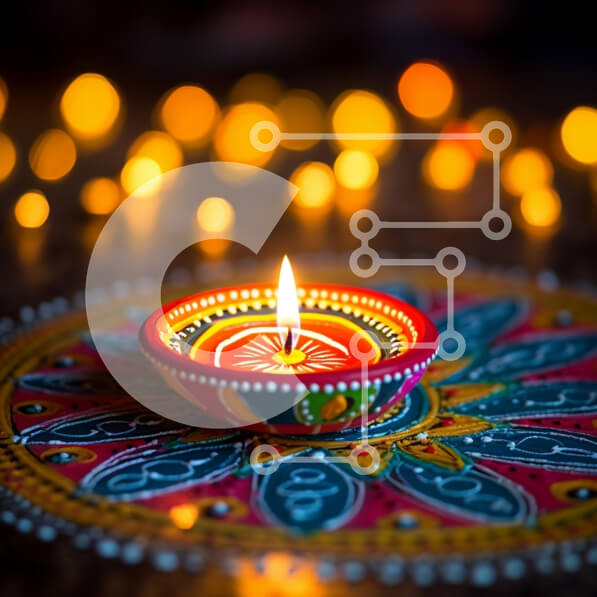 Intra Συλλεκτικό Ξύλινο Παζλ Plywood  4mm - Γιορτή κεριών Diwali Σε Ξύλινο Κουτί - Διαστάσεις: 10x10 cm – 25 κομμάτια