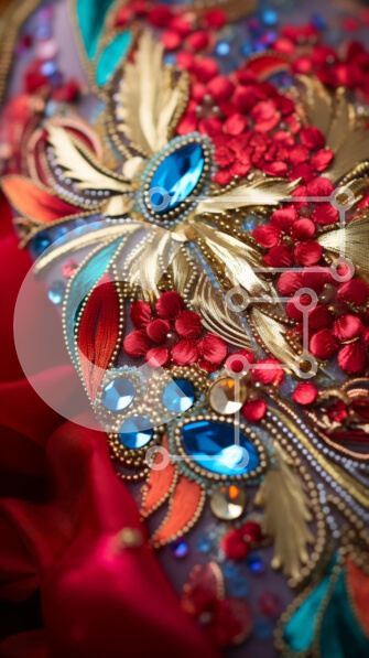 Intra Συλλεκτικό Ξύλινο Παζλ Plywood  4mm - Περίτεχνα διακοσμημένο ύφασμα με λουλούδια, χάντρες και κρύσταλλα Σε Ξύλινο Κουτί - Διαστάσεις Puzzle: 10x10 cm – 25 κομμάτια